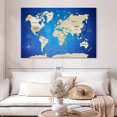 thumbnail image 2 of Elephant Stock Beige Longitude World Map Wall Art - Horizontal Canvas Wall Art - Living Room Wall Decor - Map Canvas - Blue And Beige Decor - 51" x 34", 2 of 4