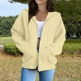 thumbnail image 2 of VISALY Womens Zip Up Hoodies Sweater Jacket Women Winter Warm Fashion Long Sleeve Loose Solid Color Zipper Pocket Sweatershirt Coat Casual Sweaters Tunic Sweater Long Sleeve Sweaters Yellow Xxl, 2 of 8
