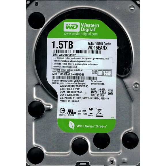 Western Digital WD15EARX-00ZUDB0 1.5TB DCM: HARCHV2AAB