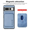 thumbnail image 2 of ELEHOLD for Google Pixel 7A Magnetic Wallet Case with Detachable Back Card Holder Fiber Texture Design Full Body Protective Slim Shockproof Case, blue, 2 of 8