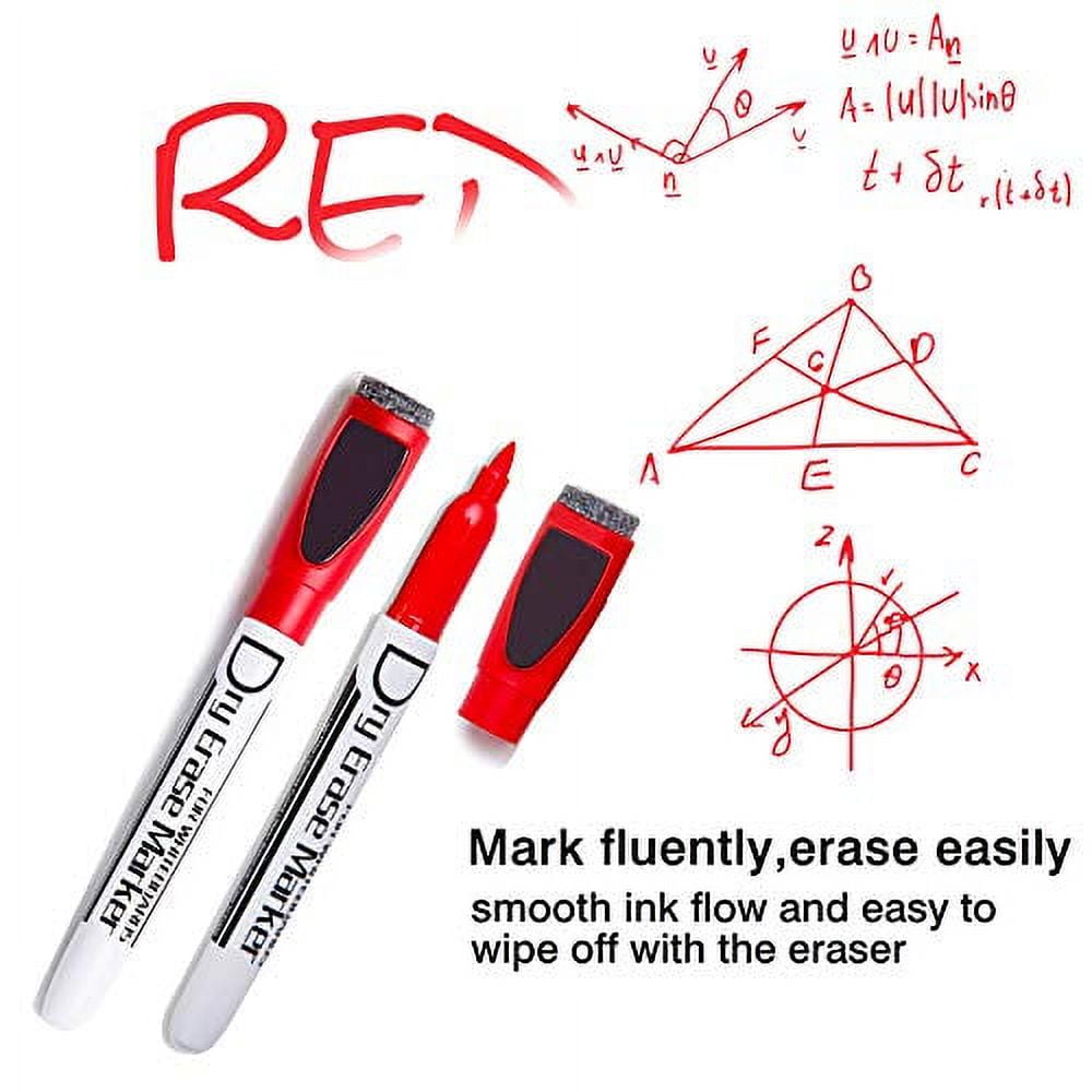 Magnetic Dry Erase Markers Fine Point Tip, 12 Colors White Board Marker with Era