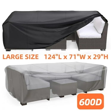 Patio Furniture Covers, YEEFO 600D Waterproof Outdoor Furniture Cover with Windproof Buckles Anti UV Extra Large Rectangular Outside Table Chair Covers 124"L X 71"W X 29"H