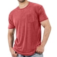 thumbnail image 2 of LWavelet Distressed Pocket Men's Short Sleeve T-Shirt Soft Ideal for Summer Casual and Leisure Wear Watermelon Red 3XL, 2 of 6