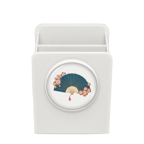 Chinese Fans Handcraft Literacy Adorn Desk Pencil Holder Cup Pen Organizer