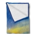 thumbnail image 2 of Golf Soft Flannel Fleece Throw Blanket, Ball on the Teeing Ground Lawn with Picturesque Sunset Rural Background, Cozy Plush for Indoor and Outdoor Use, 50" x 60", Lime Green Blue Yellow, by Ambesonne, 2 of 5