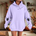 thumbnail image 2 of XIAONU Womens Hoodies Halloween Skeleton Print Drawstring Hoodie With Kangaroo Pocket Baggy Long Sleeve Pullover Hooded Sweatshirt, 2 of 4