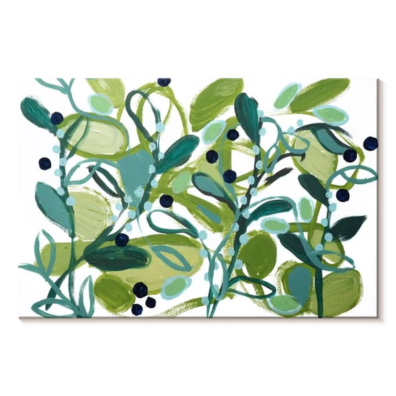 Elephant Stock Annamieka Wall Art - Horizontal Canvas Wall Art - Living Room Wall Decor - Floral And Botanical Canvas - Teal And White Decor By Carrie Schmitt - 30" x 20"