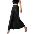 thumbnail image 3 of cocolona Womens Casual Solid Color High Waist Palazzo Pants Elastic Waist Wide Leg Dance Travel Lounge Pants, 3 of 5