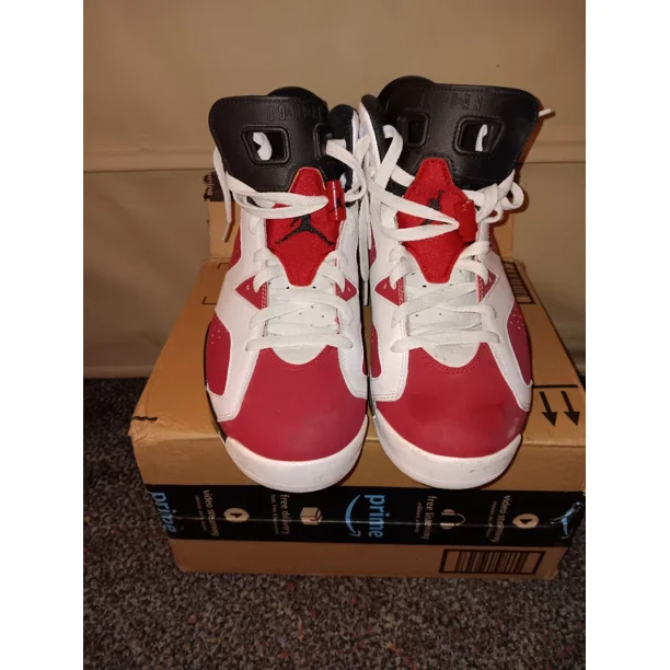 Ni - ke Air Jordan 6 Retro Mens 10 White And Red Retro Carmine 2014 384664160 No Box