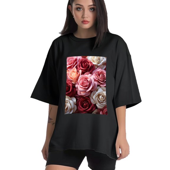 Plus Size Shirt for Women Black Tops for Women Short Sleeves Shirt for Women Valentine's Day (46) T Shirt Crewneck Shirt for Women XS
