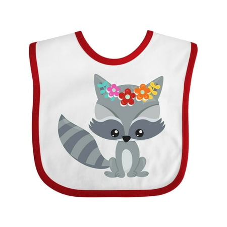

Inktastic Spring Animals Cute Raccoon Colorful Flowers Gift Baby Boy or Baby Girl Bib