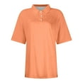 thumbnail image 4 of vigerkar Womens Polo Shirts Short Sleeve Summer Work Business Lapel Collared Tops Dressy Casual Button Cotton Golf Blouse Orange, S, 4 of 5