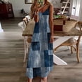 thumbnail image 2 of WCMZJ Women Floral Spaghetti Strap Sundress Casual Summer Long Maxi Dress Vneck Boho Dresses Trendy Beach Clothes 2024 Navy XL, 2 of 5