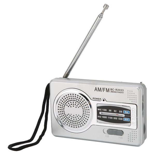 Radio AM FM con transistores y chip DSP, miniradio portátil de bolsillo con altavoz y conector para auriculares, color gris plateado