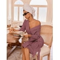 thumbnail image 4 of Ekouaer Robes for Women Waffle Knit Bathrobe Lightweight Kimono Robe Knee Length Loungewear with Pockets, 4 of 6