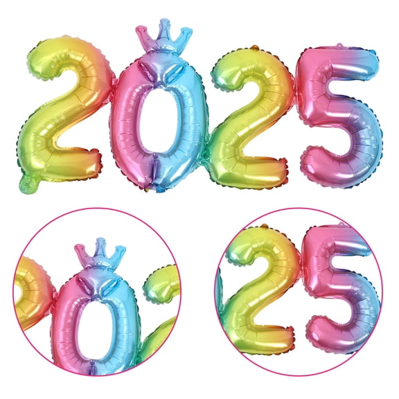 NICEXMAS Large 2025 New Year Party Balloons Metallic Foil Decorations for Home School Office