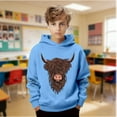 thumbnail image 2 of Kids Hoodie Unisex Lightweight Cute Sweatshirts Highland Cattle Long Sleeve Pullover, 2 of 8