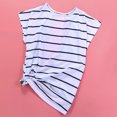 thumbnail image 3 of Gibobby Playera de Manga Corta Casual Suave Camiseta con parte superior abierta rayas patchwork redondo Blusa mujer con manga cuello en la espalda estampada pa(Blanco,M), 3 of 4