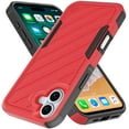 thumbnail image 4 of For Iphone 16 Plus 6.7 Inch Noble Lined Shockproof Dual Layer Hybrid - Redblack, 4 of 6