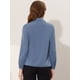 thumbnail image 3 of INSPIRE CHIC Blusa de oficina de manga larga con media tapeta y cuello en punta para mujer Azul polvoriento M, 3 of 4