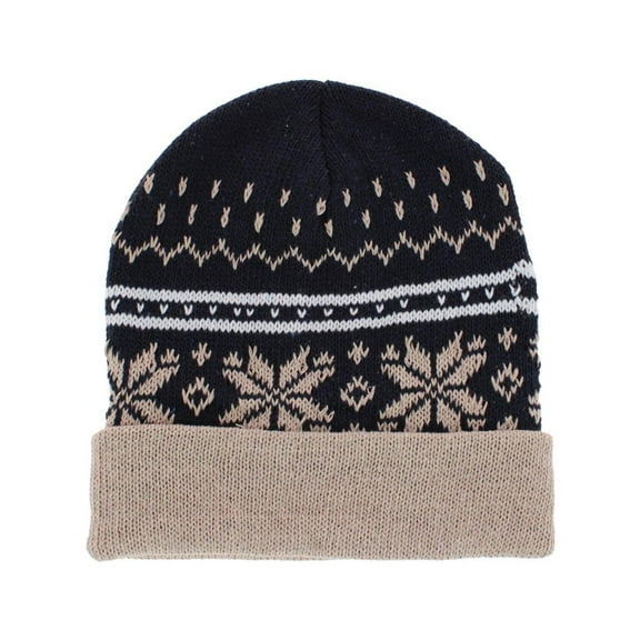 CTM  Snowflake Pattern Winter Knit Beanie Hat (Men)
