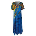thumbnail image 4 of GDREDA Robe Longue à Manches Courtes Fendue à Imprimé Floral Décontracté Printemps Été pour Femmes Dos Nu, 4 of 5