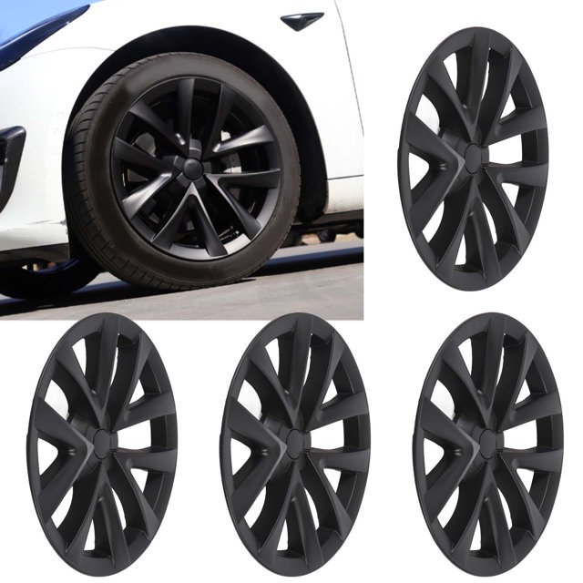 4PCS 18in Wheel Hubcap, Wheel Covers, Full , Strong Structure, Wheel Replacement for Model 3 2017 to 2023, Model S Plaid Style, with Easy Installation