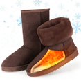thumbnail image 2 of Teqhome 800 GSM Plush Lined Womens Snow Boots Anti-Slip PVC Outsole Faux Suede Mid Calf Round Toe for Winter Daily Wear Commuting Size 9.5 Chocolate, 2 of 10