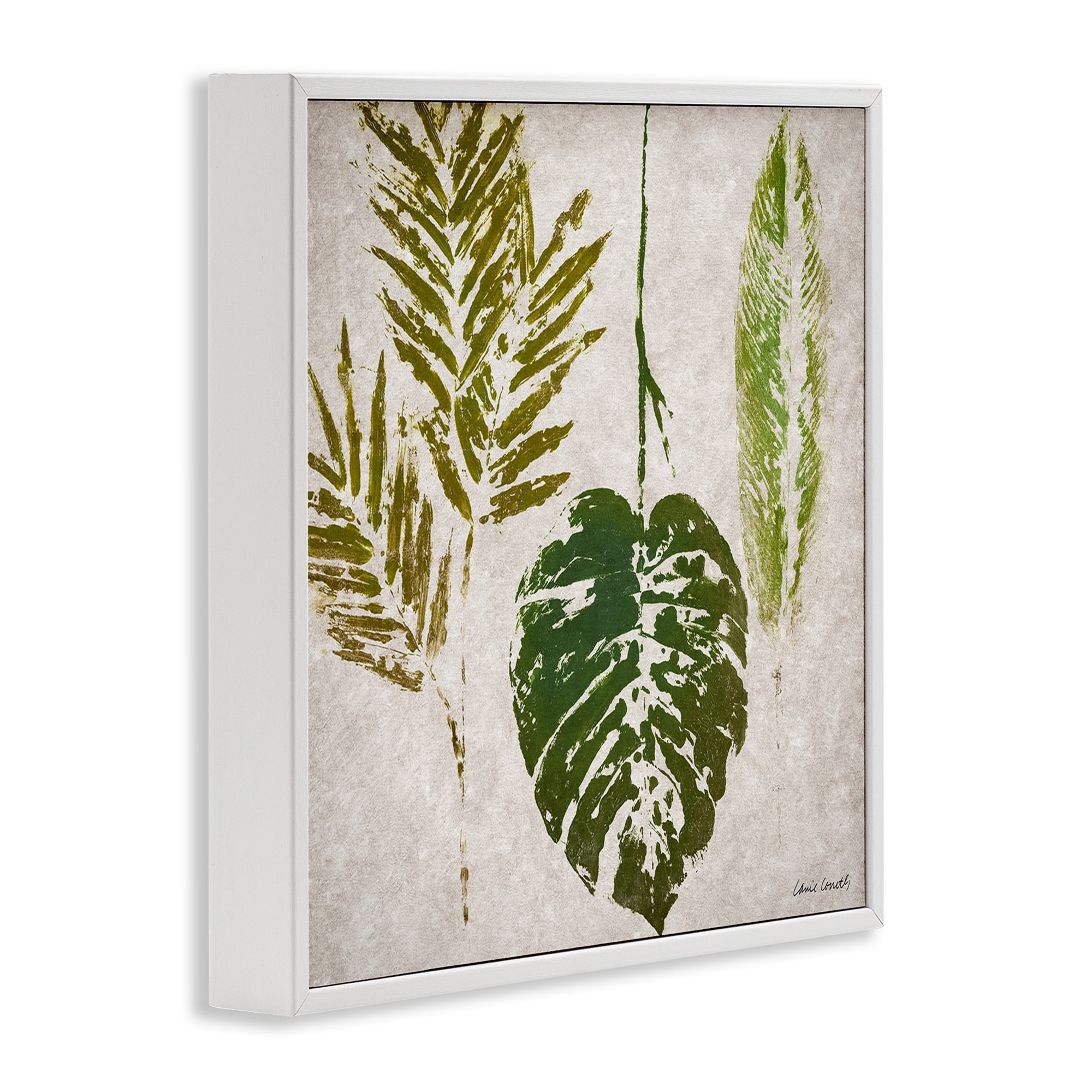 Stupell Industries Greenery Leaf Impressions Botanical & Floral Painting White Framed Art Print Wall Art, 12 x 12