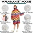 thumbnail image 5 of Colorful Geometric Pattern Wearable Oversized Blanket,Wearable Blanket Hoodie for Adults,Cozy Hooded Blankets with Super Pockets,Super Warm Fuzzy Pullover for Women & Men, 5 of 6