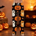 thumbnail image 2 of Domzest Halloween Pajama Pants Men Halloween Graphic Drawstring Elastic Waisted Pajama Bottoms Wide Leg Funny Sleepwear Orange XXXL, 2 of 7