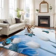 thumbnail image 2 of 5x8 Area Rugs for Living Room, Blue White Floral Non Slip Area Rugs for Kitchen Bedroom Entryway, Ombre Tulips Modern Art Spring Washable Carpet Runner Rug Floor Mats for Bedroom Home Decor, 2 of 8
