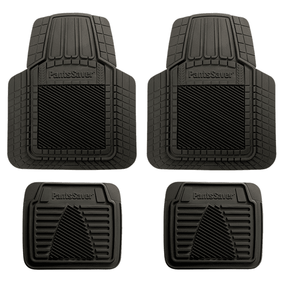 Universal Fit Heavy Duty Rubber Car Accessories Floor Mats All Weather, Waterproof Muddy Mat, Slip-Resistant Interior Cover Protection for Trucks, SUVs, Vans & Cars by PantsSaver, 4PC Full Set, Black