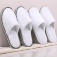 thumbnail image 1 of Pantuflas, pantuflas desechables para invitados a granel de 6 pares, pantuflas blancas premium antideslizantes con punta cerrada a granel con bolsas de viaje, 1 of 4