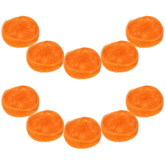 LIFKOME 10Pcs Fake Bird Nests for Crafts Orange Hemp Authentic Easter Supplies