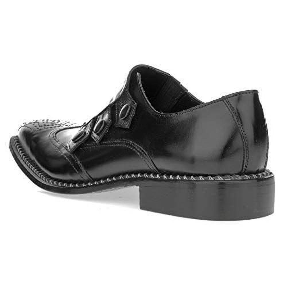 LIBERTYZENO Triple Monk Strap Slip-on Mens Leather Formal Wingtip Brogue Dress Shoes - image 3 of 6