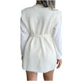thumbnail image 4 of Women's V Neck Sleeveless Knit Sweater Vest Dress with Belt Casual Straps Vest Sleeveless Sweater Knitting Dress, 4 of 5
