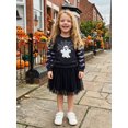 thumbnail image 5 of RUINIXCW Toddler Baby Girl Halloween Tutu Dress Outfit Kids Little Girl Fall Winter Dress Ghost Spider Web Print Long Sleeve Patchwork Tulle Dress, 5 of 9