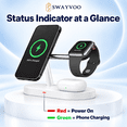 thumbnail image 2 of Swayvoo 3-in-1 Wireless Charging Station, Up to 15W Fast Wireless Charger for Compatible iPhone, Apple Watch and AirPods, Magnetic Phone Stand White, 2 of 7