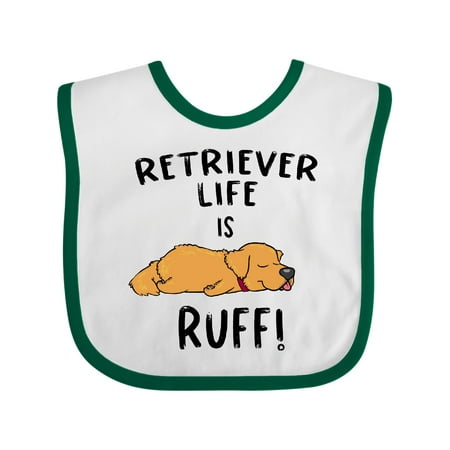 

Inktastic Retriever Life is Ruff! Longhaired Golden Gift Baby Boy or Baby Girl Bib