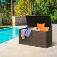 thumbnail image 3 of Patiojoy Outdoor Rattan Storage Box Patio Wicker Storage Bin Cabinet 73 Gallon Brown, 3 of 10
