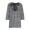 thumbnail image 4 of Wdfiry Women's Sparkle Glitzy Glam Sequin Dresses Long Sleeve Wedding Guest Party Club Dress for Women, 4 of 5