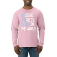thumbnail image 1 of Wild Bobby, Believe There is Good in the World Positive Message, Inspirational/Christian, Men Long Sleeve Shirt, Light Pink, 2XL, 1 of 3