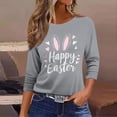 thumbnail image 6 of asdoklhq Easter Tops for Women 2026 Striped Women's Fashion Carnival Printed T-shirt 3/4 Sleeves Blouse Round Neck Casual Top Gray 3X, 6 of 7
