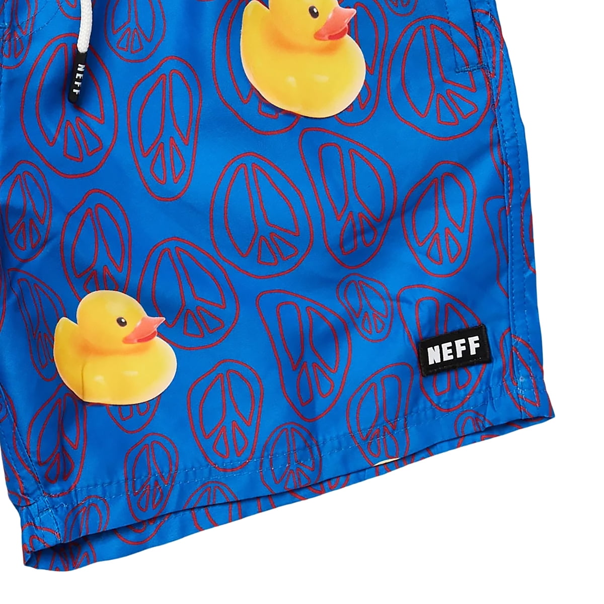NEFF Men's Blue Ducky Peace Sign Daily Hot Tub Board Shorts for Swimming