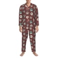 thumbnail image 3 of Fotbe Mountain Adventure Badges Pattern Long Sleeve Pajama Set for Men,Sleepwear Set,2-piece Loungewear Set,Soft PJs Comfy Nightwear with Pockets-X-Large, 3 of 7