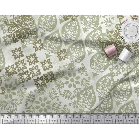 Soimoi Silk Fabric Damask Patchwork Decor Fabric Printed Yard 42 Inch Wide