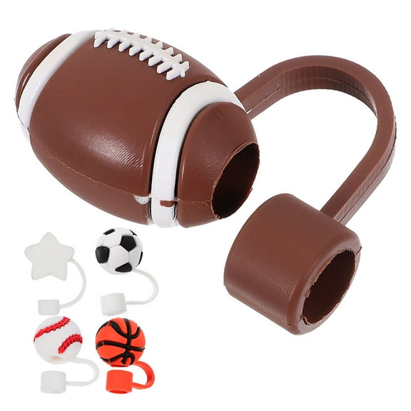 5 Pcs Decorative Straw Caps Baseball Straw Cover Straw Hat Silicone Straw Topper Silica Gel 3.60X2.50X2.50CM