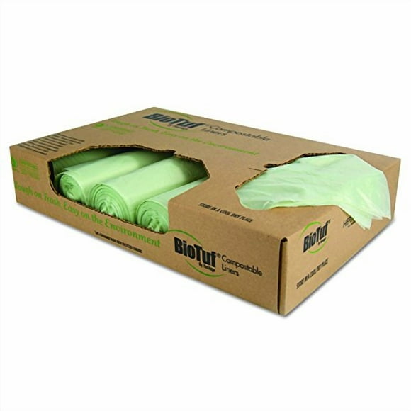 Heritage Y8448YER01 Biotuf Compostable Can Liners, 48 gal, 1 mil, 48 x 42, Green (Case of 100)