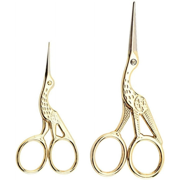 2PCS Vintage Stork Shape Sewing Scissors Stainless Steel Tailor Scissors Sharp Sewing Shears for Embroidery, Sewing, Craft, Art Work & Everyday Use